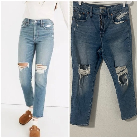 Madewell The Perfect Vintage Jean Size 29 Petite Straight Leg Jean Distressed - Picture 1 of 11